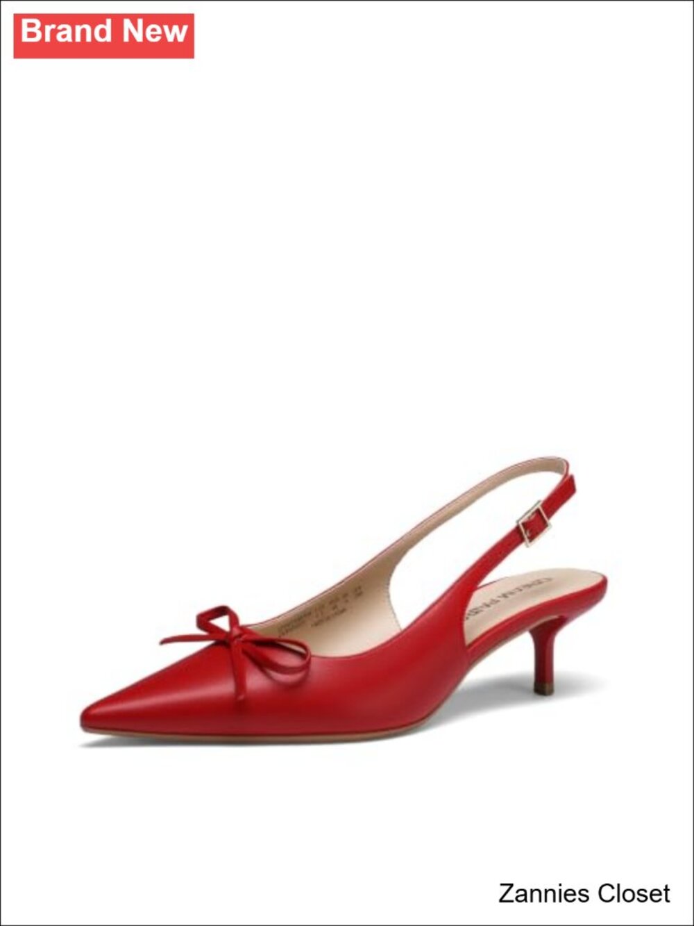 ✨ DREAM PAIRS Women's Slingback Kitten Heel Pointed Toe Pumps Faux Leather